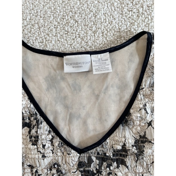 Worthington Woman Floral Lace Top XL Boho Embroidered Feminine Fairycore Trend - Picture 3 of 9